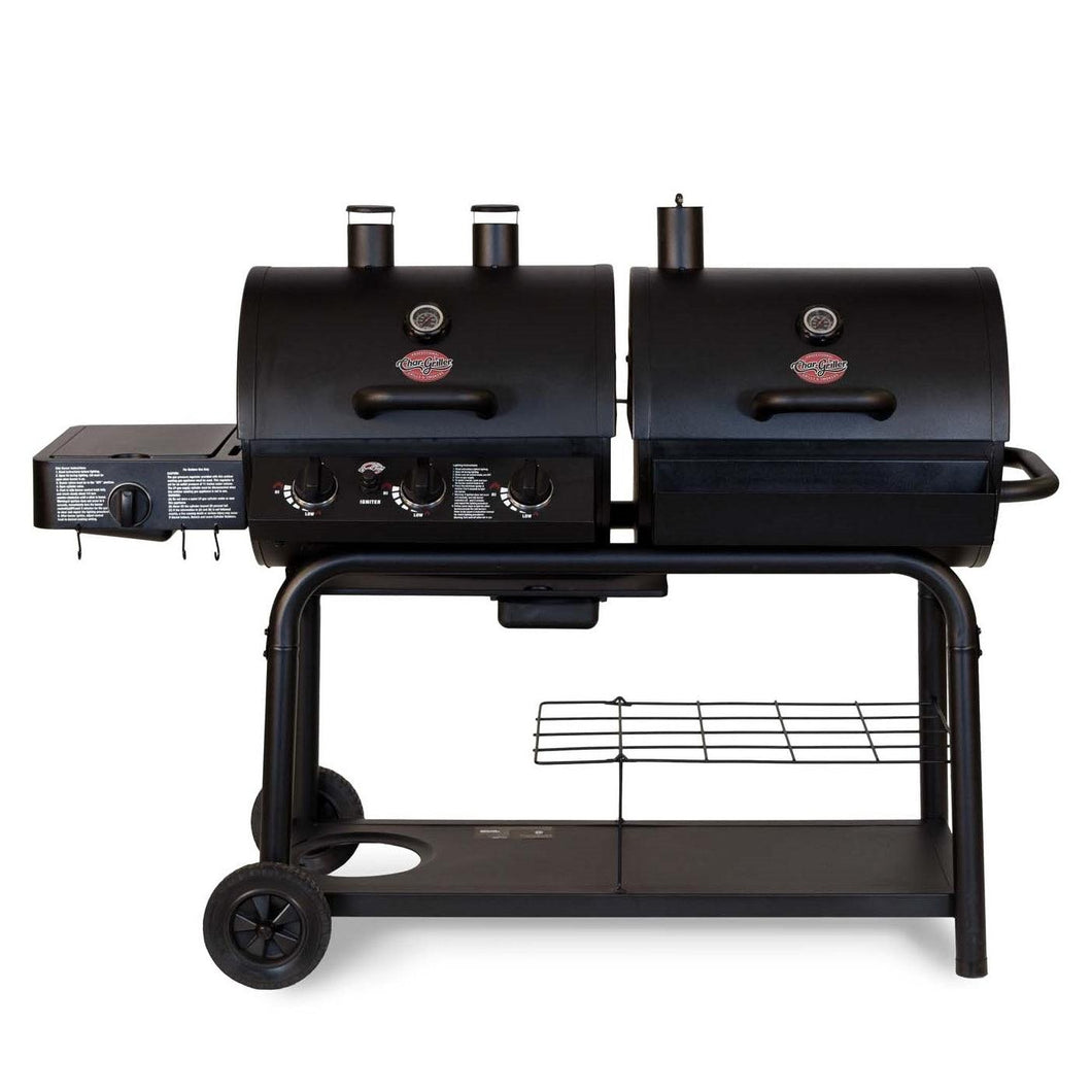 Char-Griller Duo™ 5050 Gas and Charcoal BBQ with Side Burner