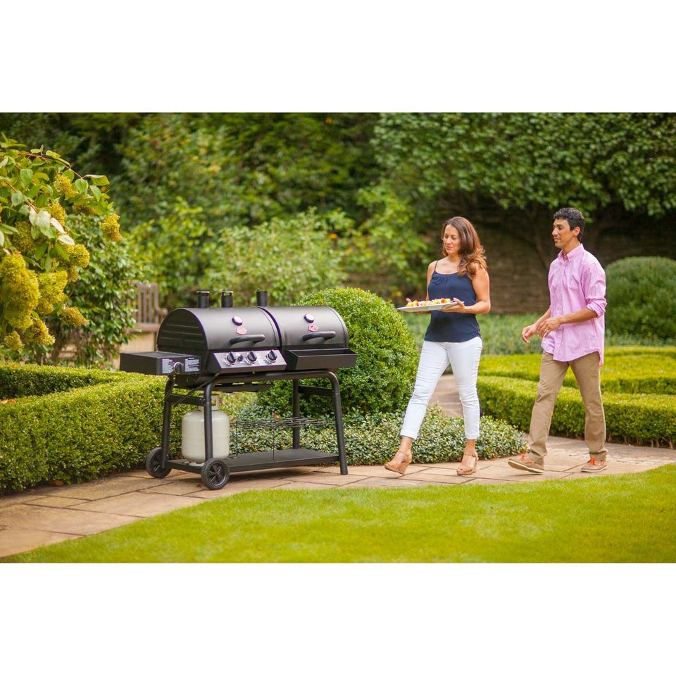 Char-Griller Duo™ 5050 Gas and Charcoal BBQ with Side Burner